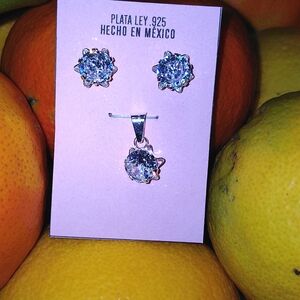 Silver and Blue Crystal Jewelry Set